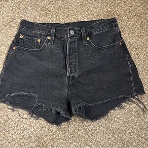 Levi’s 501 Black Denim Cutoff Shorts W29 Distressed Frayed Hem